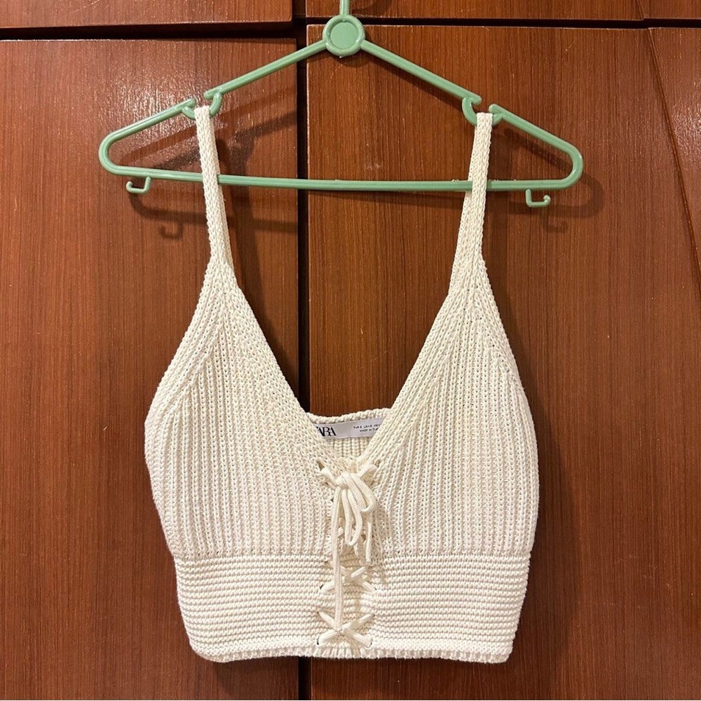 Zara Knit Lace Up Crop Top S